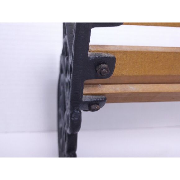 Vintage Cast Iron and Wood 10" Miniature Rocking Doll / Teddy Bear Bench - Picture 5 of 16